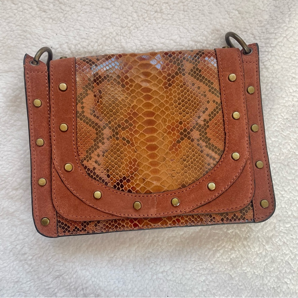 Anthropologie Leila Suede Snake Textured Leather Bag (Missing Crossbody Strap)